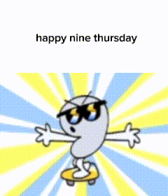 a cartoon of a number nine wearing sunglasses with the words happy nine thursday