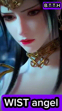 a close up of a woman 's face with a purple border that says ' b.t.h ' on it