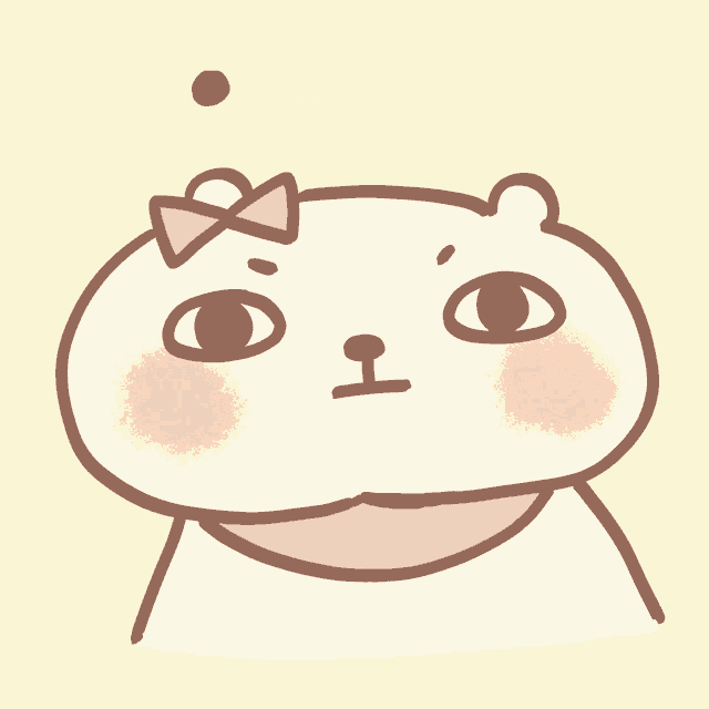 a cartoon drawing of a bear with a bow on his head
