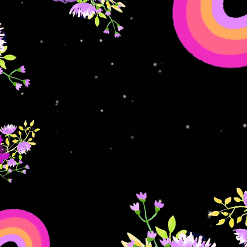 a sign with arabic writing on it is surrounded by colorful flowers