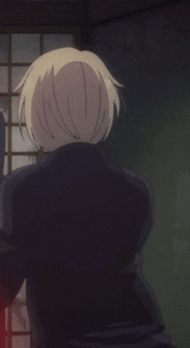 a cartoon character with blonde hair and blue eyes