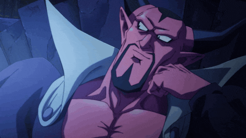 a cartoon drawing of a devil with horns