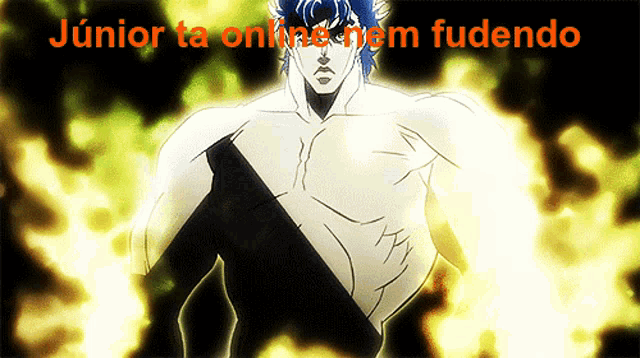 a cartoon of a man with the words junior ta online nem fudendo