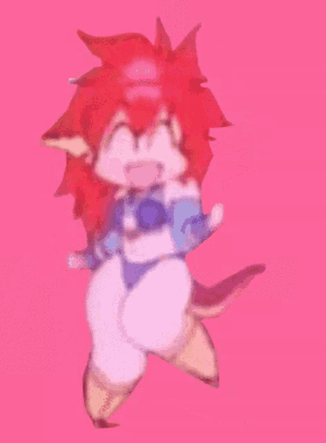 a cartoon character with red hair and a blue jacket