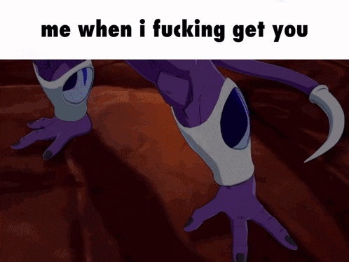 a picture of a purple monster with the words me when i fucking get you