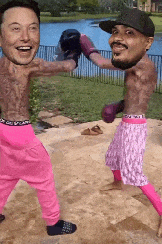 a man wearing pink shorts that say devore on them