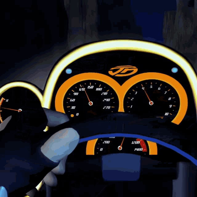 a futuristic car with a speedometer and a logo that says ' 5 ' on it