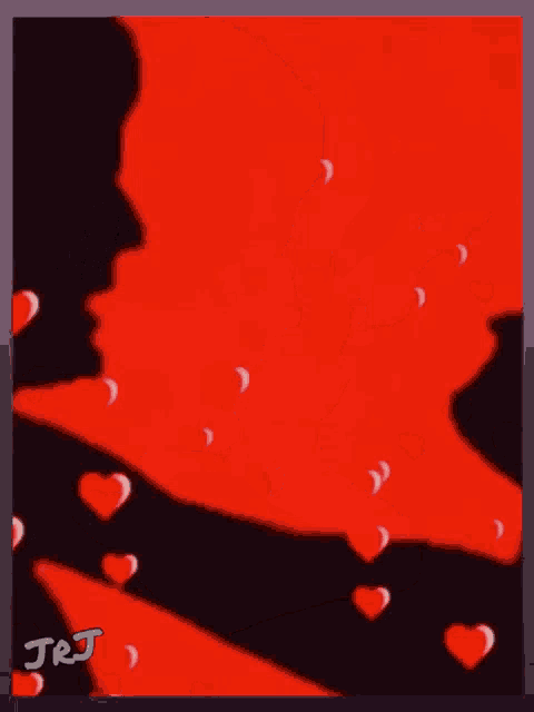 a drawing of a woman with hearts around her and the letters jrj on the bottom