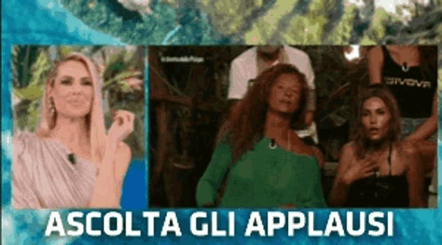 a group of women applauding with the words ascolta gli applausi written below them