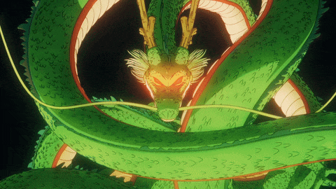 a cartoon drawing of a green and red dragon with a red eye