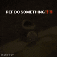a green object with a hole in it is sitting on the ground with the words `` ref do something '' written above it .