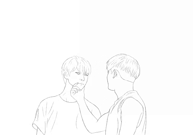 a black and white drawing of two men kissing with a heart above them and the year 2006 on the bottom