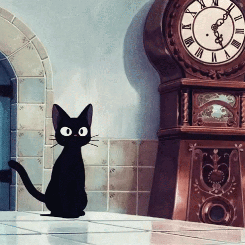 Waiting For You Clock GIF - Waiting For You Clock Black Cat GIFs