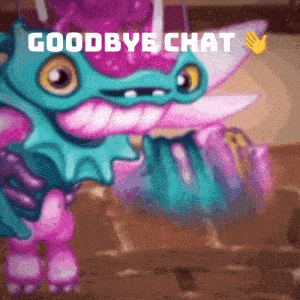 a cartoon character says goodbye chat with a hand emoji