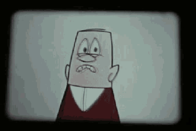 a cartoon character with a sad look on his face is on a screen .