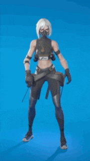 a woman with a mask on her face is dancing in a video game