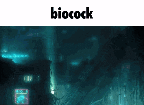 a picture of a futuristic city with the word biocock above it