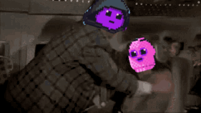 a pixel art drawing of a man with a hood