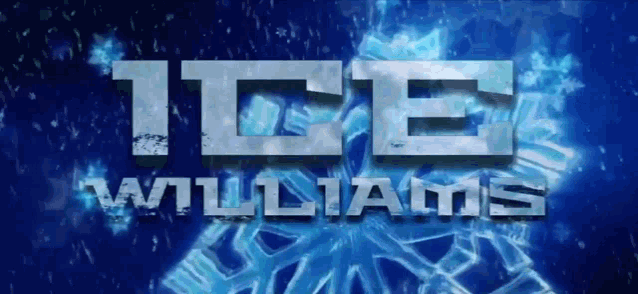 ice williams is written on a blue background with snowflakes