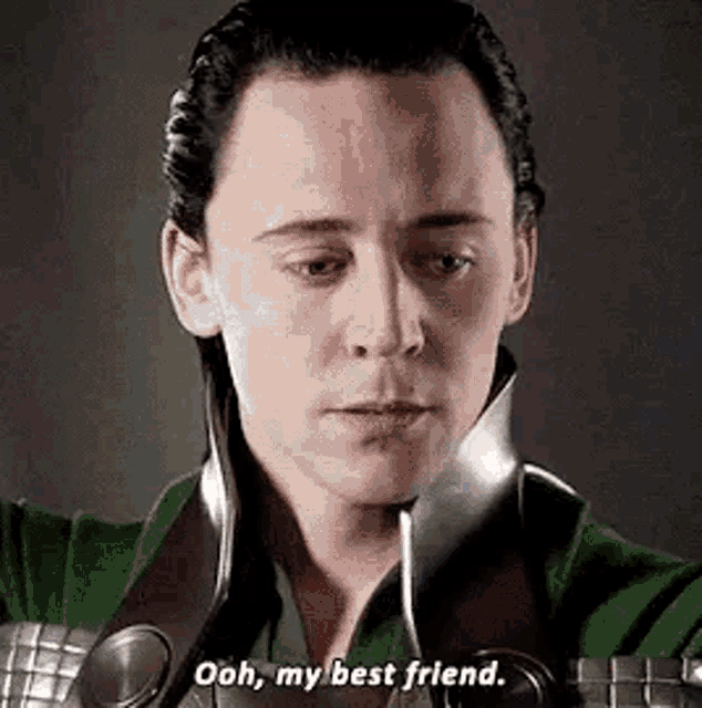 loki from avengers : age of ultron is crying and says `` ooh , my best friend . ''
