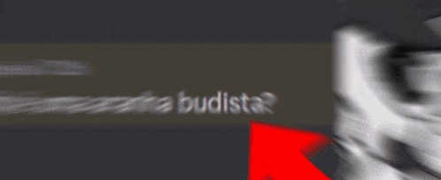 a blurry image of a person with a red arrow pointing at the words budista