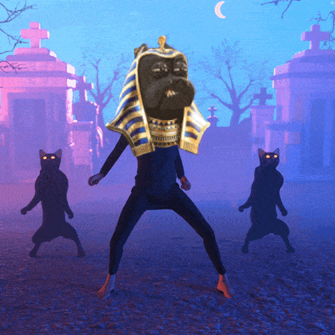 a person with a pharaoh costume on their head