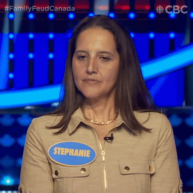a woman with the name stephanie on her chest