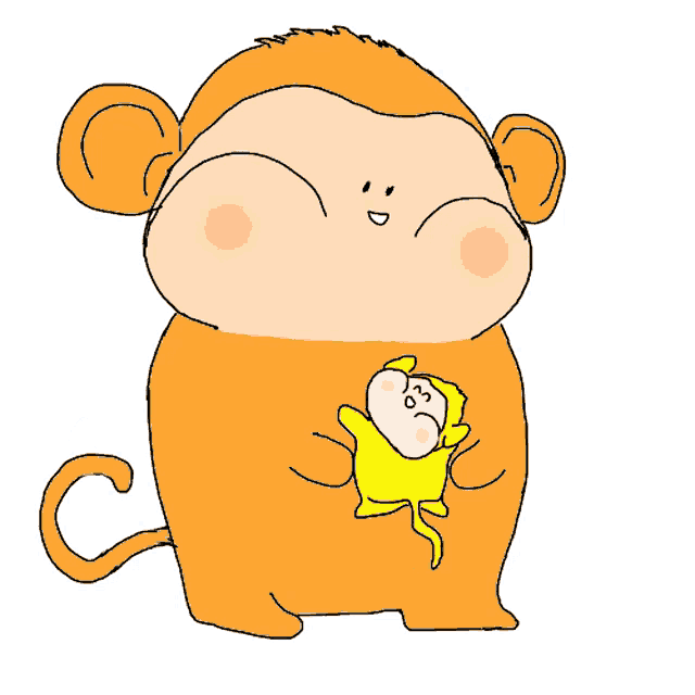 a cartoon of a monkey holding a baby