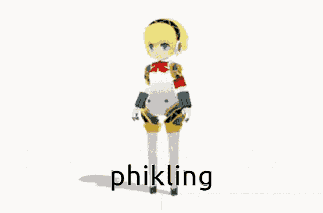 a 3d model of a girl dancing with the word phikling below her .