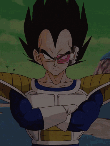 a cartoon character with his arms crossed has a pair of glasses on his head