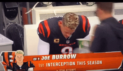 joe burrow 's first interception of the season is being shown