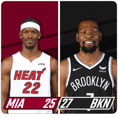 a heat player and a brooklyn player are shown side by side