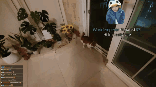 a screenshot of a video game with the words worldemperor donated $ 3 and hi im really late