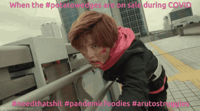 a picture of a person with the caption when the potato wedges are on sale