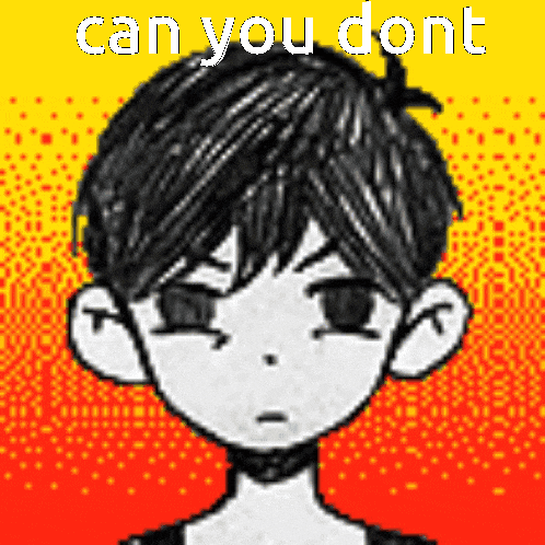 a pixel art drawing of a boy with the words `` can you dont '' written above him .