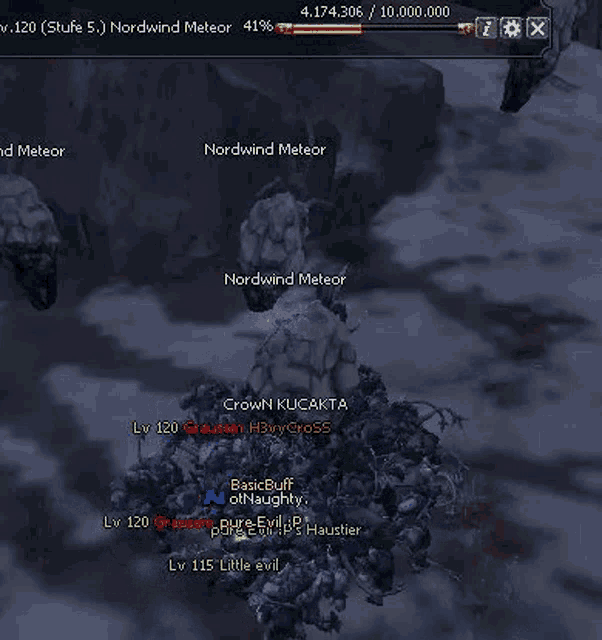 a screenshot of a video game shows a group of people fighting each other in a snowy area .