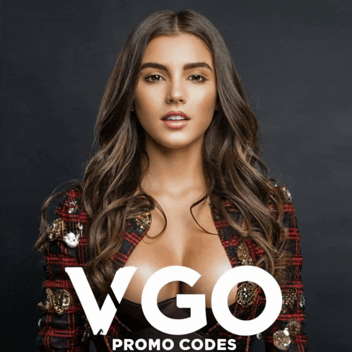 a woman in a red and black plaid jacket with the word vgo promo codes