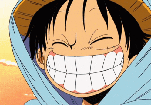 a cartoon character with a big smile on his face and a straw hat