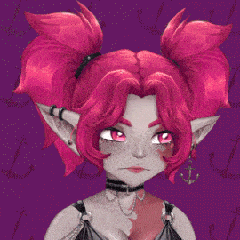a drawing of a girl with pink hair and a choker