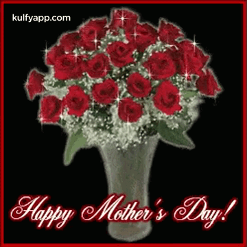 Happy Mothers Day Gif  With Rose Flowers In A Vase.Gif GIF