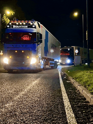 a volvo truck with the word stanton on the top of it