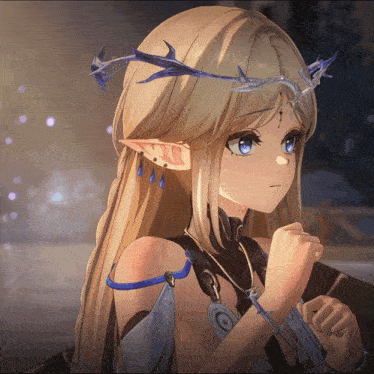 a girl with long blonde hair and blue eyes is wearing a crown