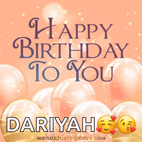 a birthday card for dariyah with balloons and hearts