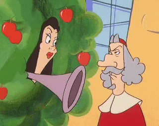 a cartoon of a man and a woman standing next to each other in front of a tree .