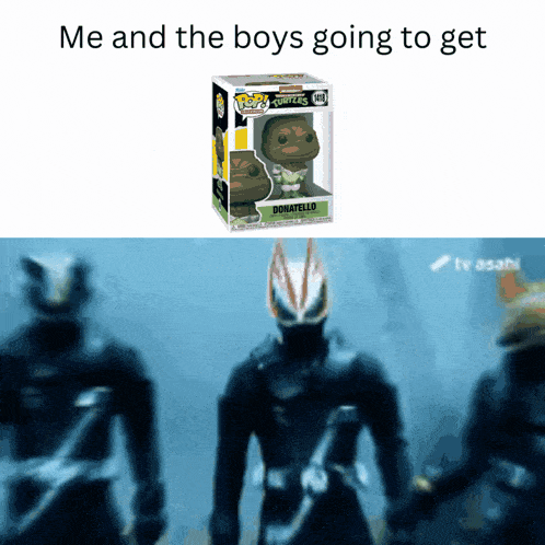 a funko pop of donatello is in a box