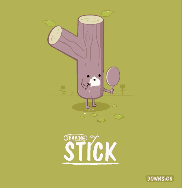 a cartoon illustration of a shaving stick with a mirror