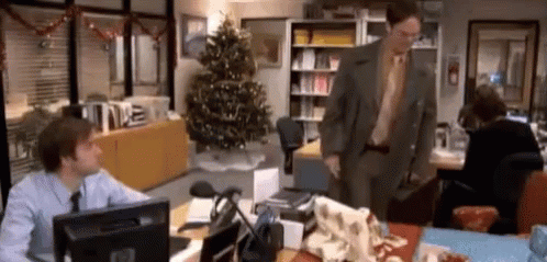 The Office Christmas Prank GIF - Jim Dwight Pranks GIFs