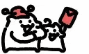 a cartoon of a bear holding an envelope and a bottle of ketchup .