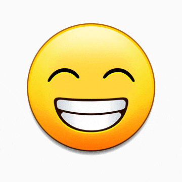 a yellow smiley face is laughing with its mouth open
