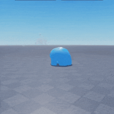 a cartoon drawing of a blue object with a blue face